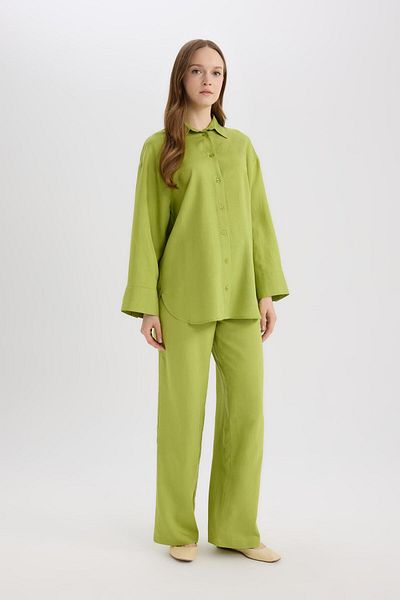 DeFacto Pantaloni largi din amestec de in D8187ax25sp