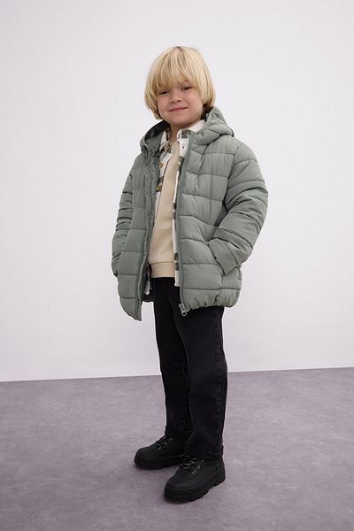DeFacto Baby Boy Water Repellent Hooded Fleece Lined Coat A2859a523au