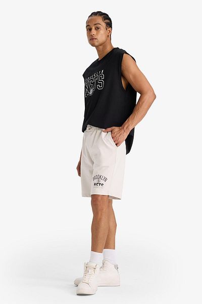 DeFacto DeFactoFit NBA Brooklyn Nets Στάνταρ Εφαρμογή Κοντό σορτς ποδιών E3008AX25SM