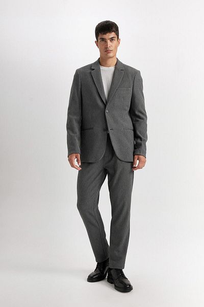 DeFacto Anthracite Regular Fit Tailored Παντελόνι - Ίσιο πόδι με τσέπη D3704ax24au