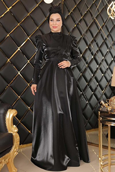 Modamihram Večerné šaty na hrudi čierne 19124