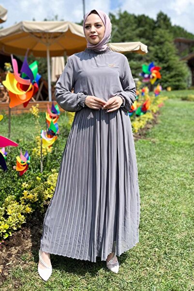 Modamihram Плисирана вечерна рокля от шифон, антрацит 14401