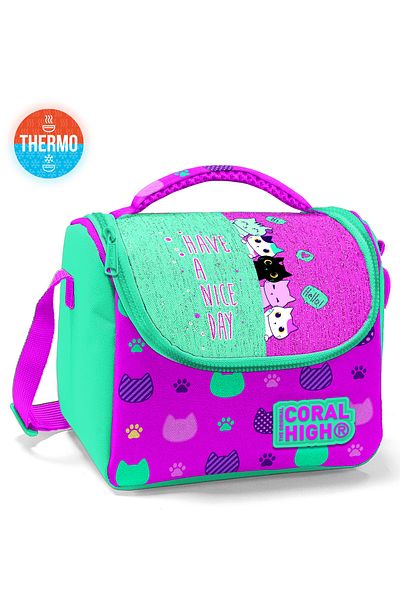 Coral High Cutie de prânz termică pentru copii, roz de apă, verde, cu model 11854