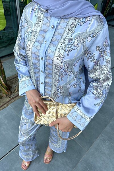 REVOLUTIONWEAR Manolya Desenli Siyah Twill Takım