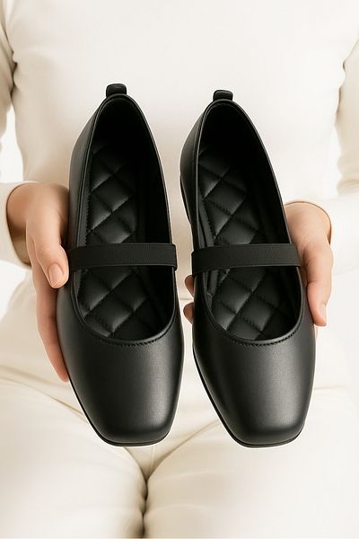 StWenn F Black Ballerina Light Comfortable Sole Orthopedic Women's Mother Shoes Work Office Daily