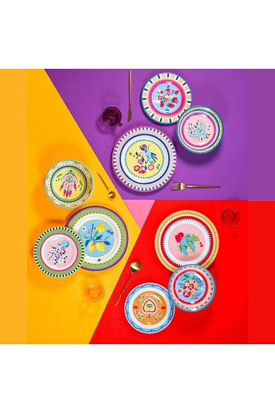 Baci Milano Mamma Mia Carnation Patterned Plate 22 cm