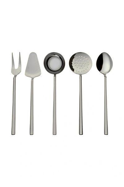 SILA Elite Stainless Steel - 5 Piece Ladle, Colander, Spatula, Spoon, Fork Set