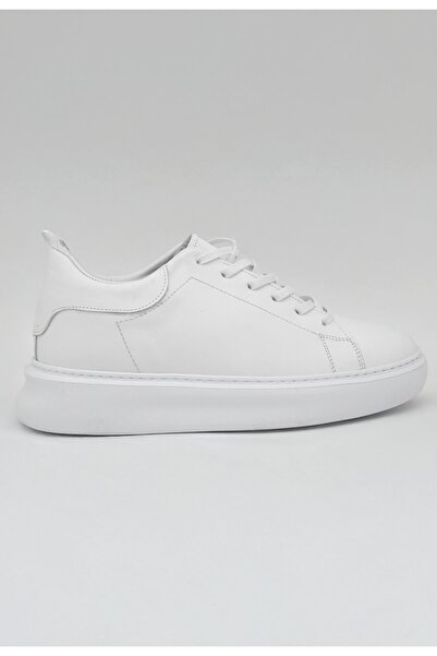 Elevold حذاء رياضي رجالي من الجلد الطبيعي من MELA بارتفاع 7 سم باللون الأبيض