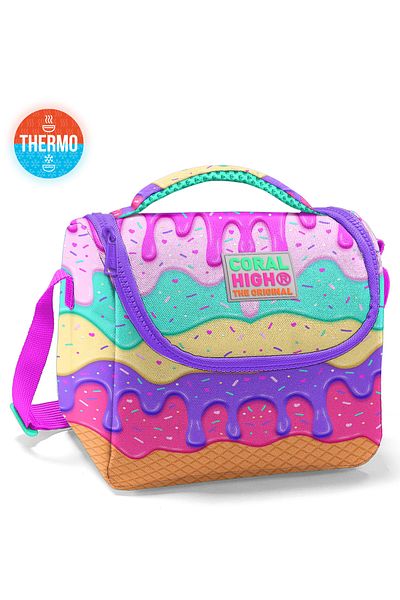 Coral High Cutie de prânz termică cu model de înghețată colorată roz pentru copii 11731