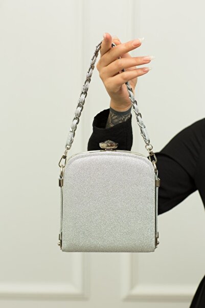 weem bag Elysara EB0151 | SAND GLITTER SVETLJIVA PLETENA VEČERNJA TORBA SA RU...