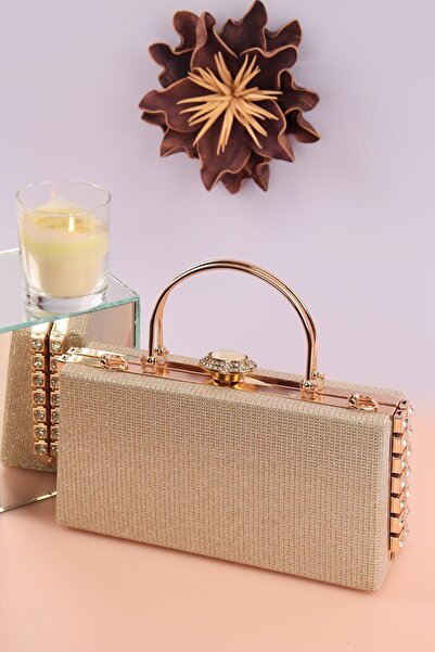 weem bag إليسارا EB0470 |   حقيبة سهرة مخططة أنيقة بمقبض حجري جانبي