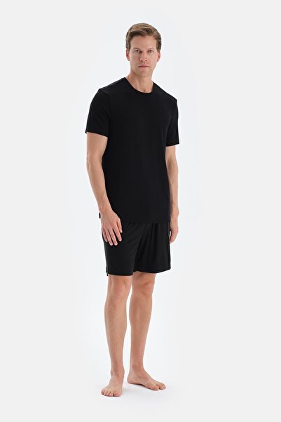 Dagi Siyah Cool Touch Patlı Ve Kordonlu Örme Şort