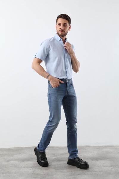 BANNY JEANS Чоловічі джинси з лікрами, прямий крій, сині