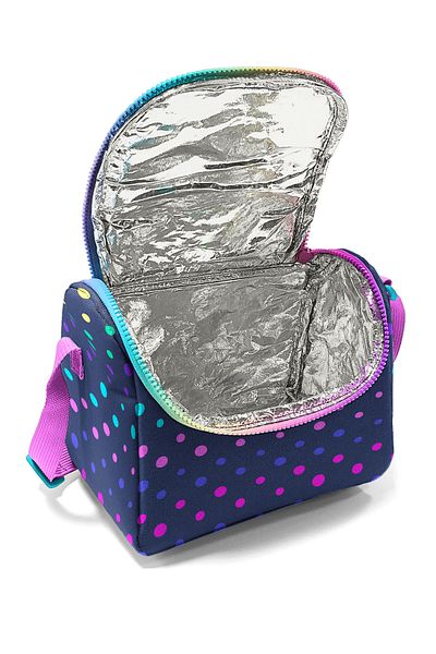 Coral High 22772 Kids Dark Blue Color Polka Dots Patterned Thermo Lunch Bag