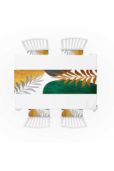 güzelmağaza Abstract Pattern Digital Printing Double Sided Sponge Zipper 4 Pcs. Cushion 1 Pc. Runner Set of 5