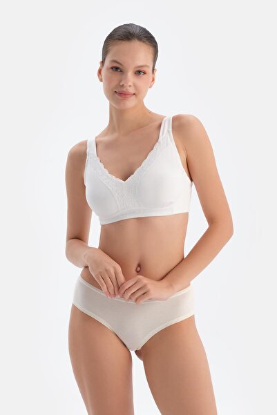 Dagi Λευκό Missy Lace Λεπτομερές σουτιέν χωρίς καλάμι