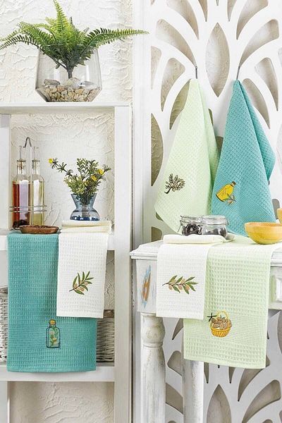Mira Home Πανί στεγνώματος κουζίνας 6 τεμαχίων 30 Χ 50 εκ. Μέντα