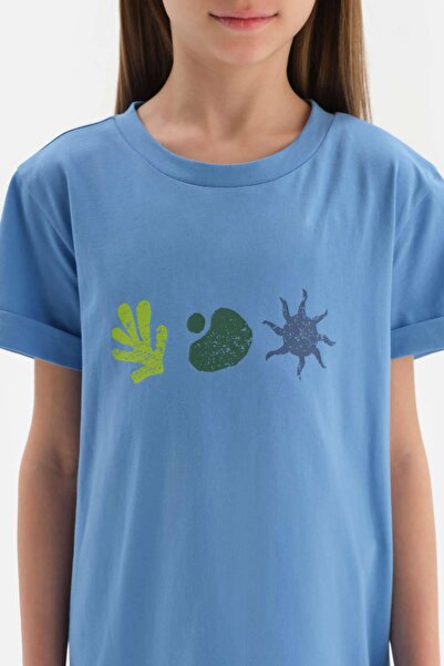 Dagi Mavi Kız Çocuk Baskılı Kısa Kollu Gecelik