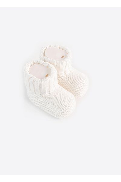 kitikate Organic Knitwear Booties Ecru