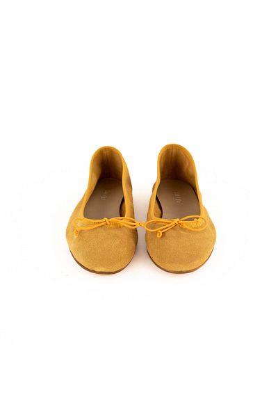 Il Laccio Women's Yellow Suede Leather Flats
