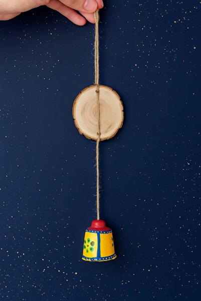 Şirin Rustik El Yapımı Süs Çanı - Duvar & Kapı Dekoru Hediyelik 1 adet - Beli...