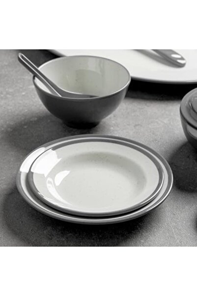 cc bin shihon 57-Piece Premium Melamine Dinner Set for 6 Persons with Colored Edges Microwave and Dishwasher Safe