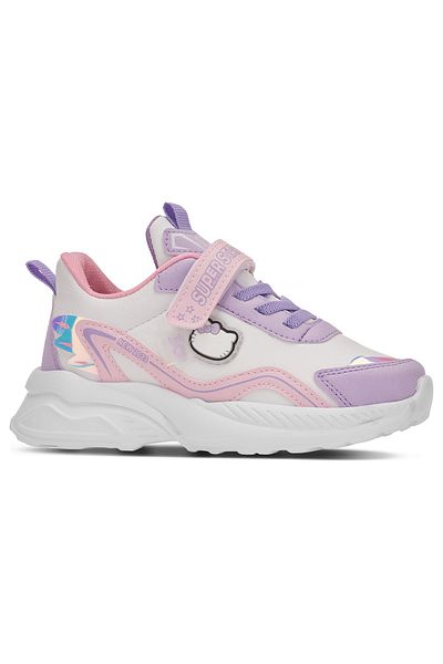 İmerShoes Daily Lilac Pink Girls Sneaker Rubber Lace Hologram Velcro Hello Kitty Shoes 1907