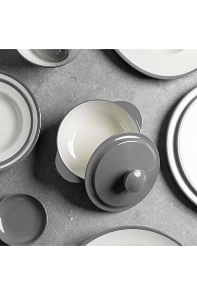 cc bin shihon 57-Piece Premium Melamine Dinner Set for 6 Persons with Colored Edges Microwave and Dishwasher Safe