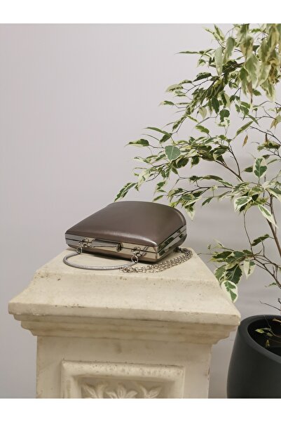 NAZART Geanta de dama pentru rochie de seara din stofa platinata