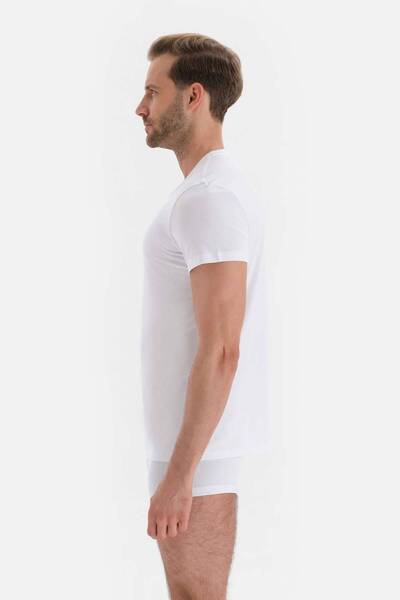 Dagi Biała, czesana bawełna, męska koszulka podkoszulkowa z okrągłym dekoltem