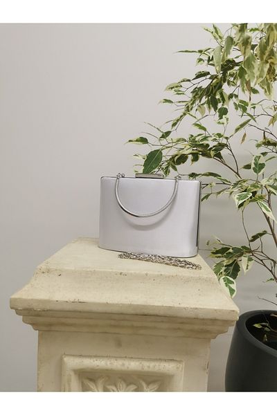 NAZART Geantă de seară pentru femei din material argintiu