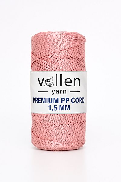 vollen yarn 1,5 мм - 150 м полиестерна прежда Macrome, прежда Supla, прежда за чанти, прежда за гривни и макраме, прахово розово