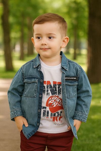 gül garden Boy's Denim Shirt T-Shirt