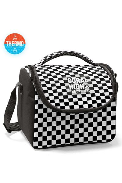 Coral High 22777 Kids Black and White Checkerboard Patterned Thermo Lunch Bag