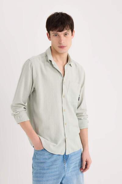 DeFacto %100 Pamuk Regular Fit Basic Düz Uzun Kollu Gömlek D7079AX25SP