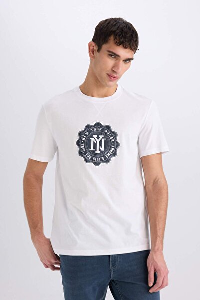 DeFacto 100% βαμβακερό μπλουζάκι με κοντό μανίκι με κανονική εφαρμογή D7935AX25SP