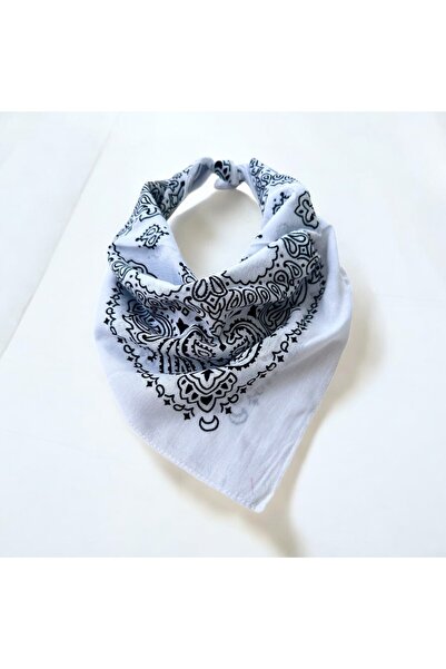 alsaccessories 100% βαμβακερή μπαντάνα με έθνικ σχέδια με μοτίβο σε λευκό χρώμα