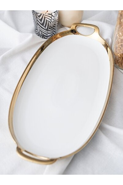 ACAR Arwen Oval Gold Sunum Tepsi 40.5X20X3 CM
