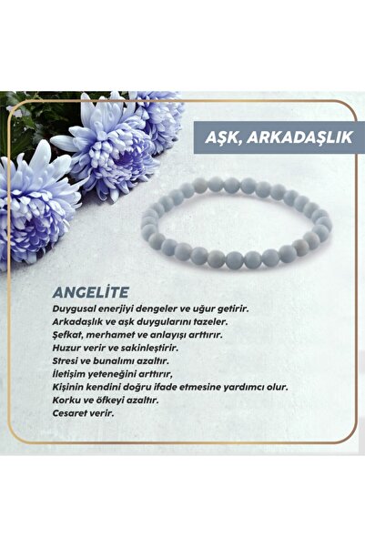 OSMANLI DEĞERLİ TAŞ Certified Angelite Bracelet 6 Mm
