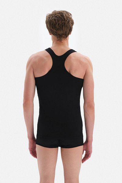 Dagi Ανδρικό Athlete Tank - Μαύρο χτενισμένο βαμβακερό, συμπαγές