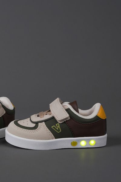 Vicco Sam Model Lighted Baby Boy and Kids Sneakers Khaki Sneakers
