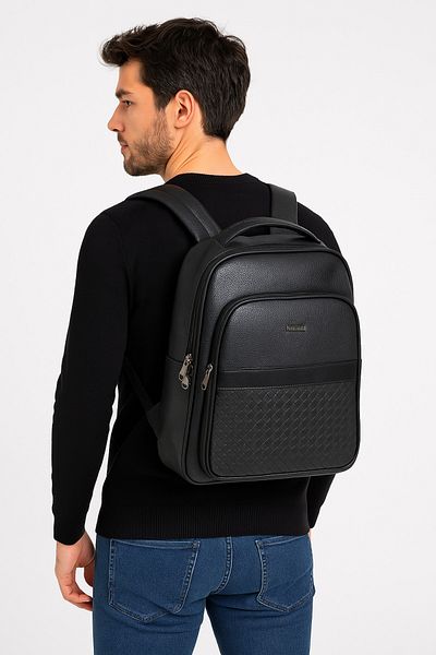Başkent Çanta Galerisi Rucsac din piele pentru laptop, rezistent la apă, negru, 15,6 inchi 8683255012282