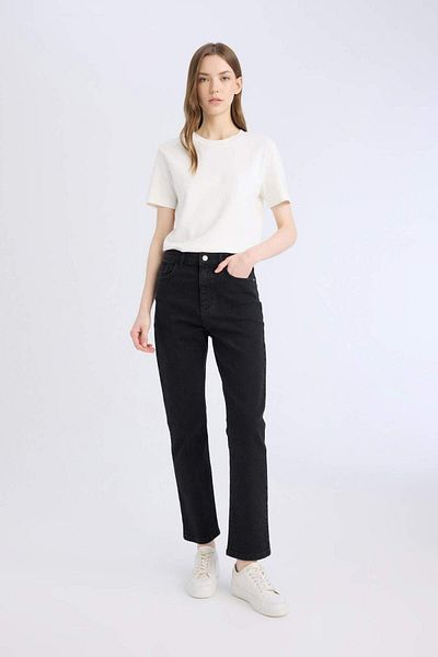 DeFacto Mary Vintage Straight Fit High Waist Straight Leg Lange Jeanshose D8180AX25SP