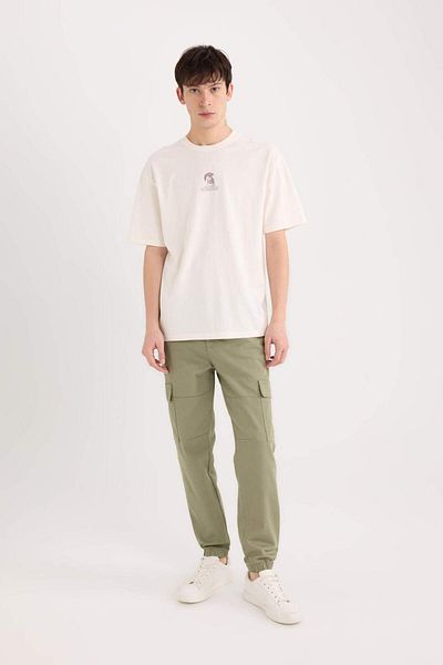 DeFacto 100% Cotton Boxy Fit Crew Neck Back Printed Short Sleeve T-Shirt D9344Ax25Sp