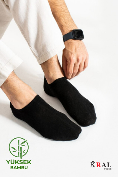 KRAL SOCKS Men's Snikers (6 Pairs) Bamboo Seamless Sensitive Woven Anti-Sweat Bamboo Socks