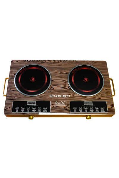 Silver Crest Electric Double Burner Hot Plate - 3500W, Infrared Heating, LED Display, Multi-Cooking Modes