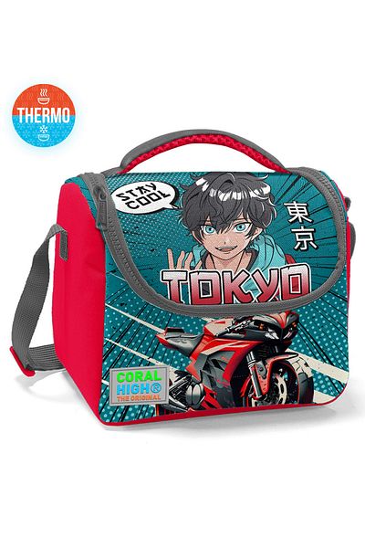 Coral High Gray Nefti Anime Motorcycle Thermo Lunchbox 11764
