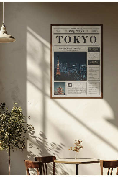 Funzee Tokyo Retro Gazete Kapağı Poster – Çerçevesiz Poster