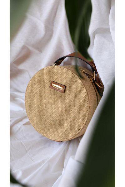Madamra Straw Women's Straw Round Women's Shoulder Bag – Summer Bohemian Style Cross Strap Model