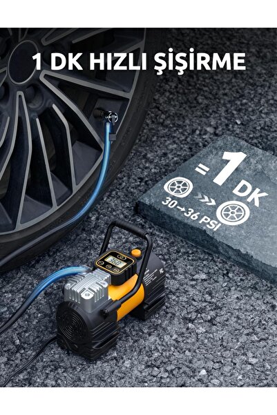 Enshall Yeni Güçlü Taşınabilir Auhma Araç Çakmaklık Uyumlu Araç Lastik Şişirme Kompresörü